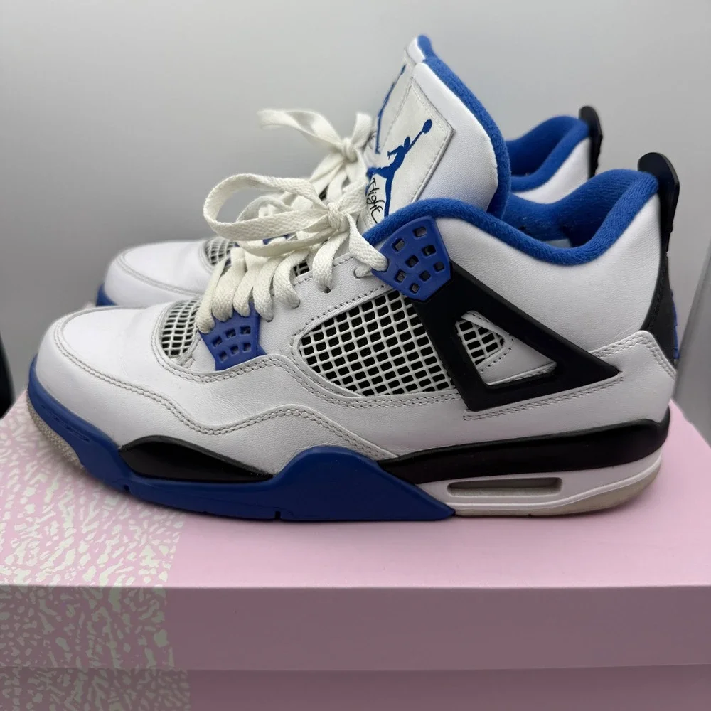 Jordan 4 Retro Motorsport Mens 8.5 White Game Royal Black 308497-117